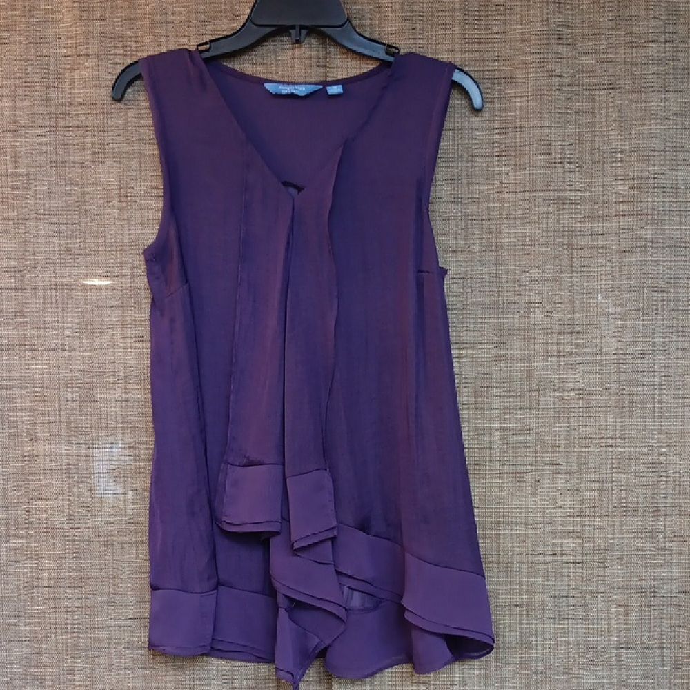 Simply Vera Vera Wang Purple Sleeveless Ruffle Front Blouse